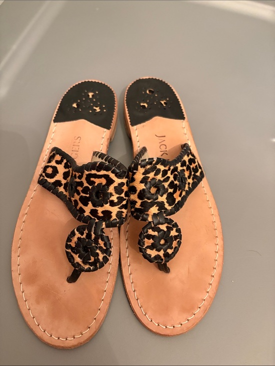 Jack Rogers Shoes - Jack Rogers Leopard-Print Thong Sandals in Tan and Black